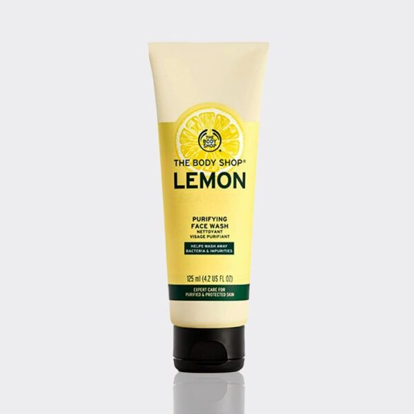 1-min-1-10.jpg شوینده درخشان کننده لیمو بادی شاپ 125 میل مدل The Body Shop Lemon Purifying Face Wash