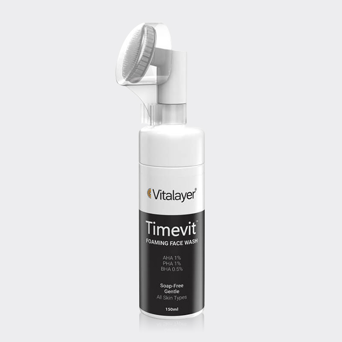 فوم شستشو براش دار شفاف کننده و لایه بردار تایم ویت ویتالیر Vitalayer Timevit Foaming Face Wash 150ml