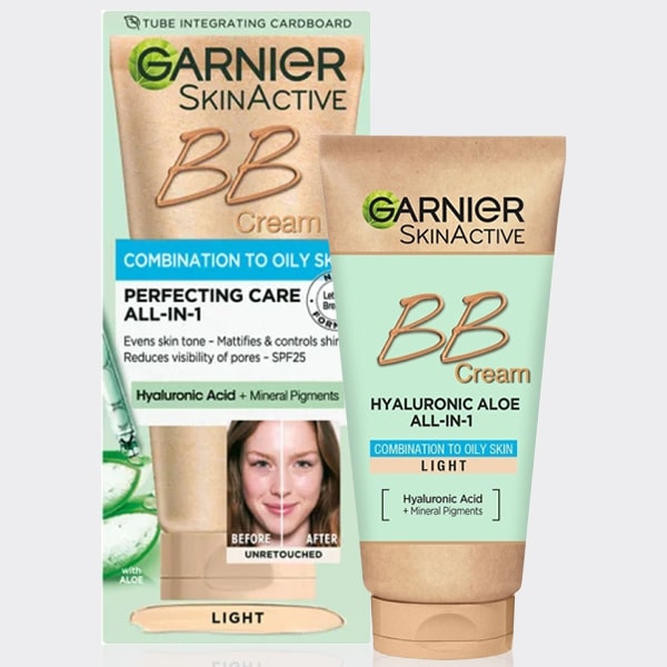 بی بی کرم آبرسان بدون چربی گارنیه مدل Garnier BB Cream Hyaluronic Aloe All-In-1 Combination To oily Skin 50ml