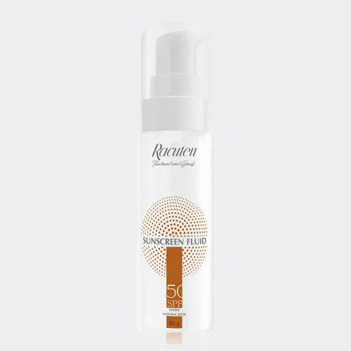 فلوئید ضد آفتاب رنگی پوست چرب راکوتن  Racuten Sundcreen Fluid SPF 50 Tinted 50g