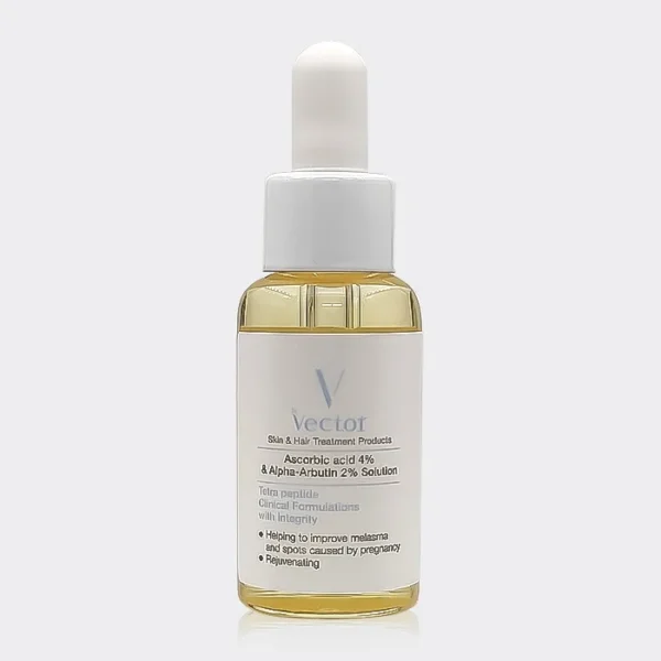 سرم ضد لک و روشن کننده اسکوربیک اسید وکتور Vector Ascorbic Acid 4% & Alpha Arbutin 2% Solution 30 ml