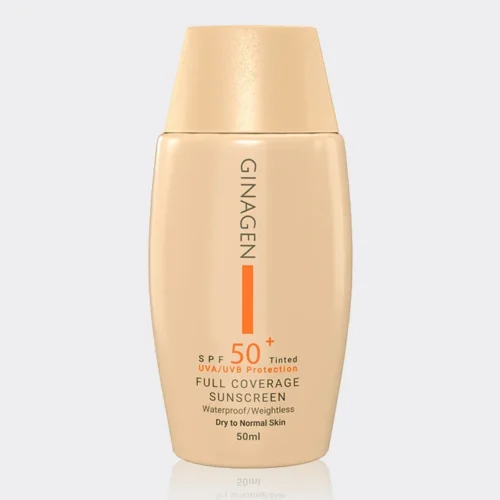 کرم ضد آفتاب رنگی پوست خشک ژیناژن Ginagen Dry To Normal SPF 50 Tinted Sunscreen 50ml