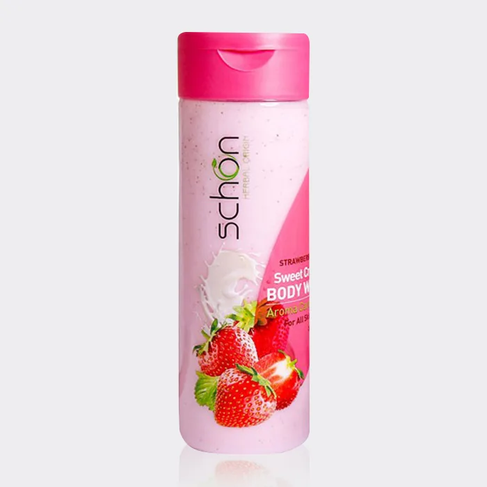 شامپو بدن کرمی شیر و توت فرنگی شون Schon Strawberry & Milk Sweet Creamy Body Wash 300ml