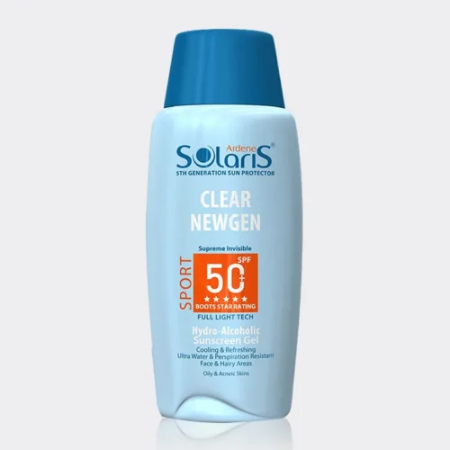 ضد آفتاب اسپرت کلیر نیوژن سولاریس Solaris Wet Skin Sport Clear Newgen SPF 50 Sunscreen Gel 100ml