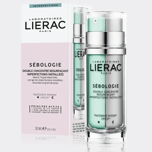کنسانتره ضد جوش و کنترل چربی سبولوژی لیراک Lierac Sebologie Double Concentrate 2x15ml