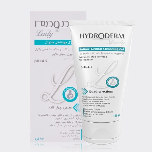 2-hydroderm-intime-genital-cleansing-gel.jpg ژل بهداشتی بانوان روزانه هیدرودرم Hydroderm Intaime Genital Cleansing Gel 150g