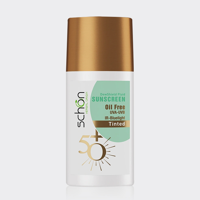 فلوئید ضد آفتاب رنگی دیوشیلد شون Schon Dewshield Fluid SPF 50 Tinted Sunscreen 50ml