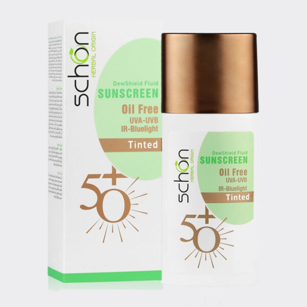 2-schon-tinted-sunscreen.jpg فلوئید ضد آفتاب رنگی دیوشیلد شون Schon Dewshield Fluid SPF 50 Tinted Sunscreen 50ml